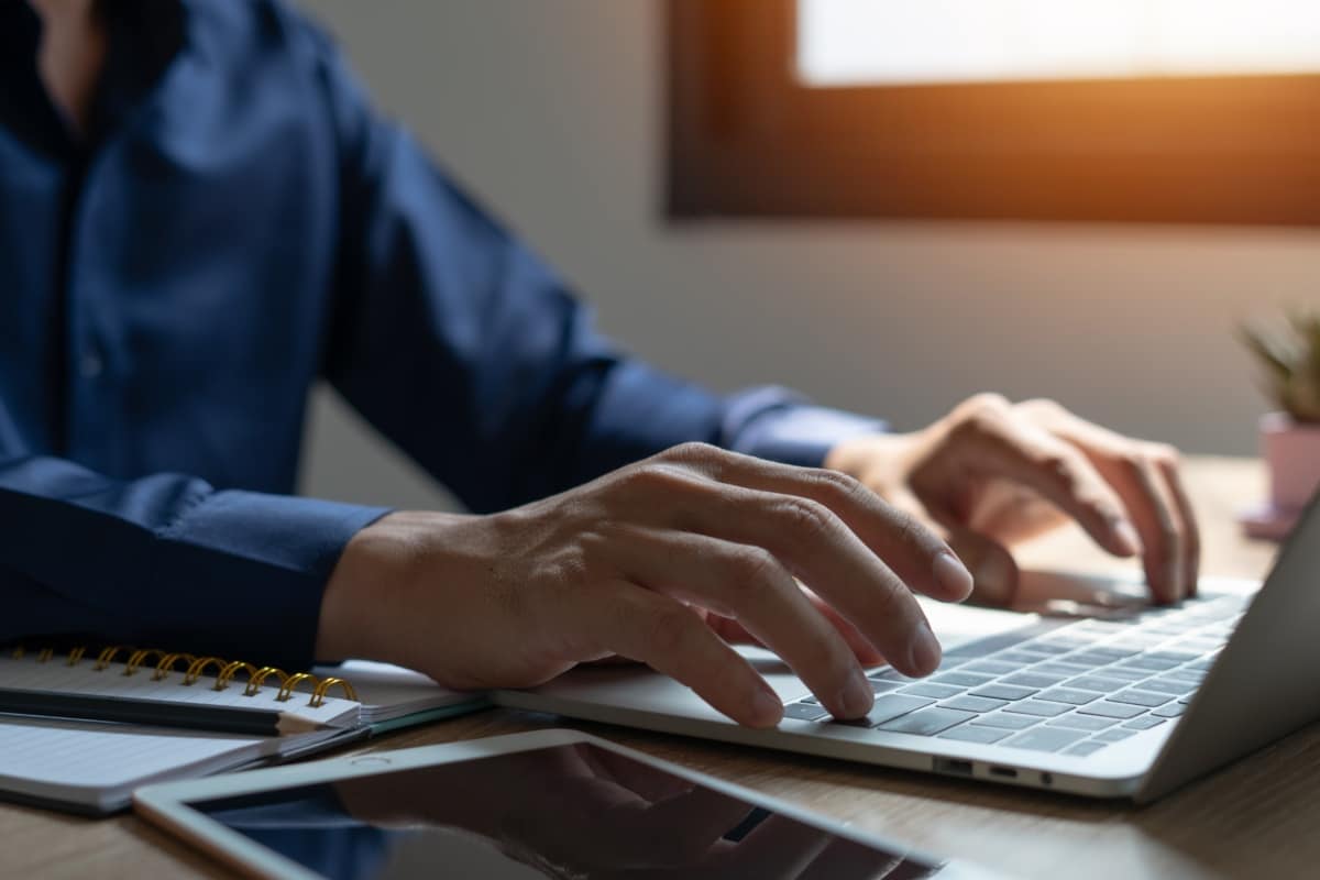 Person working on laptop