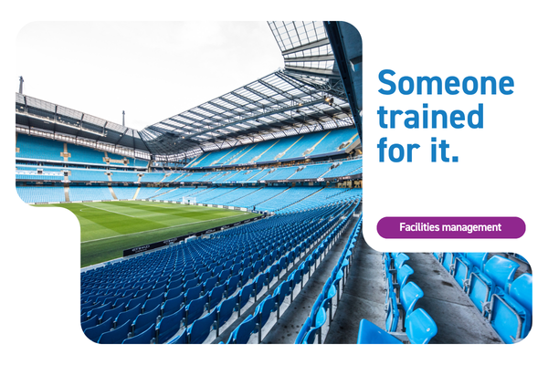 "someone trained for it" written on an image of an empty football stadium